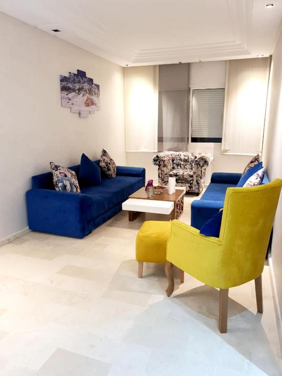 Apartment with 2 bedrooms in Casablanca with wonderful sea view balcony and WiFi 100 m from the beach